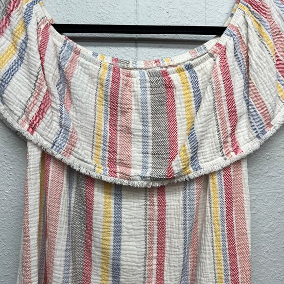 Allison Joy Gauzy Off Shoulder Ruffle Coastal Cowgirl Cottagecore Cotton Top XS - Picture 8 of 12